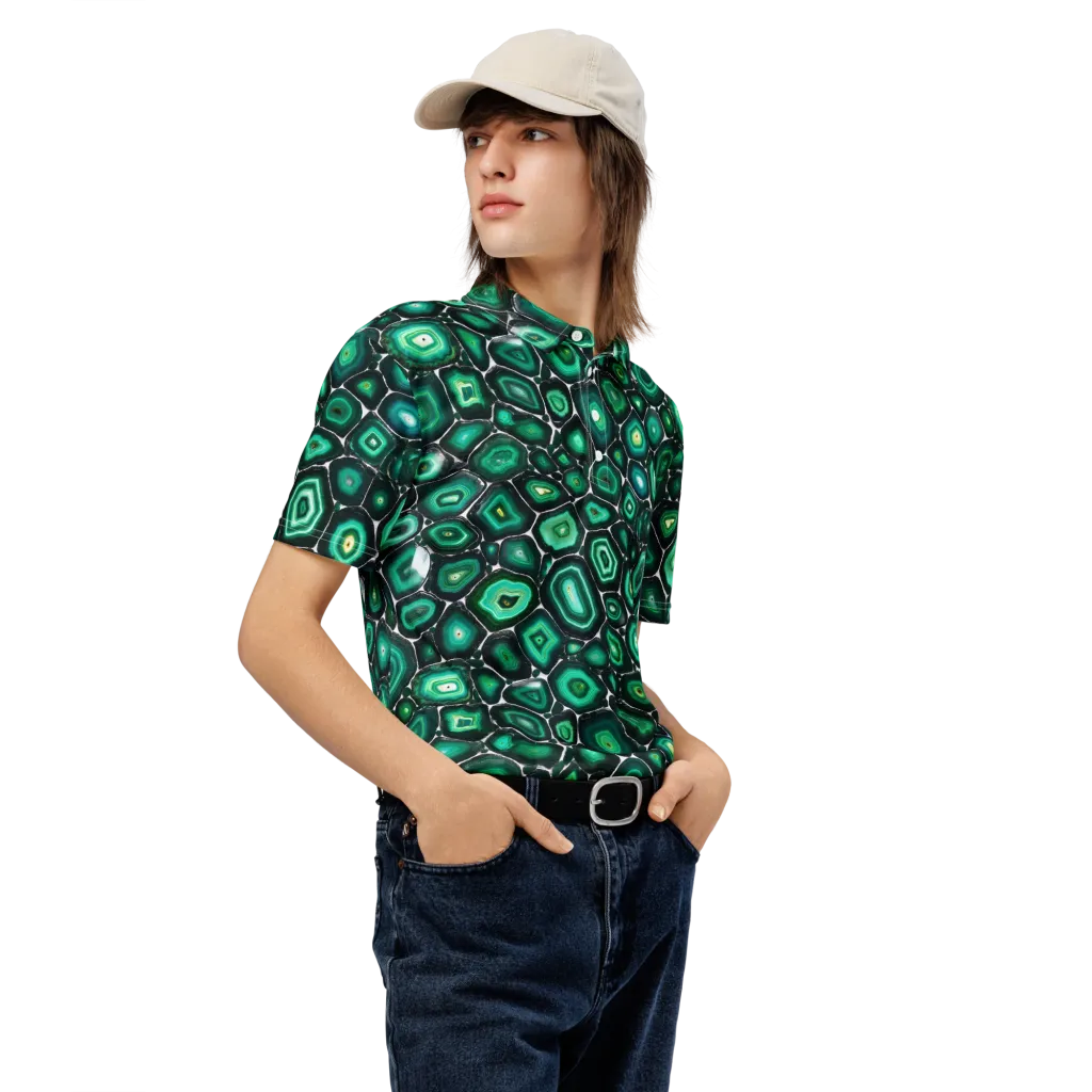 Verdant Agate on Men's Slim Fit Polo Shirt — Right Front