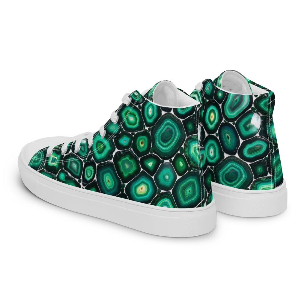 Verdant Agate on Men's High Top Canvas Shoes — Left Back