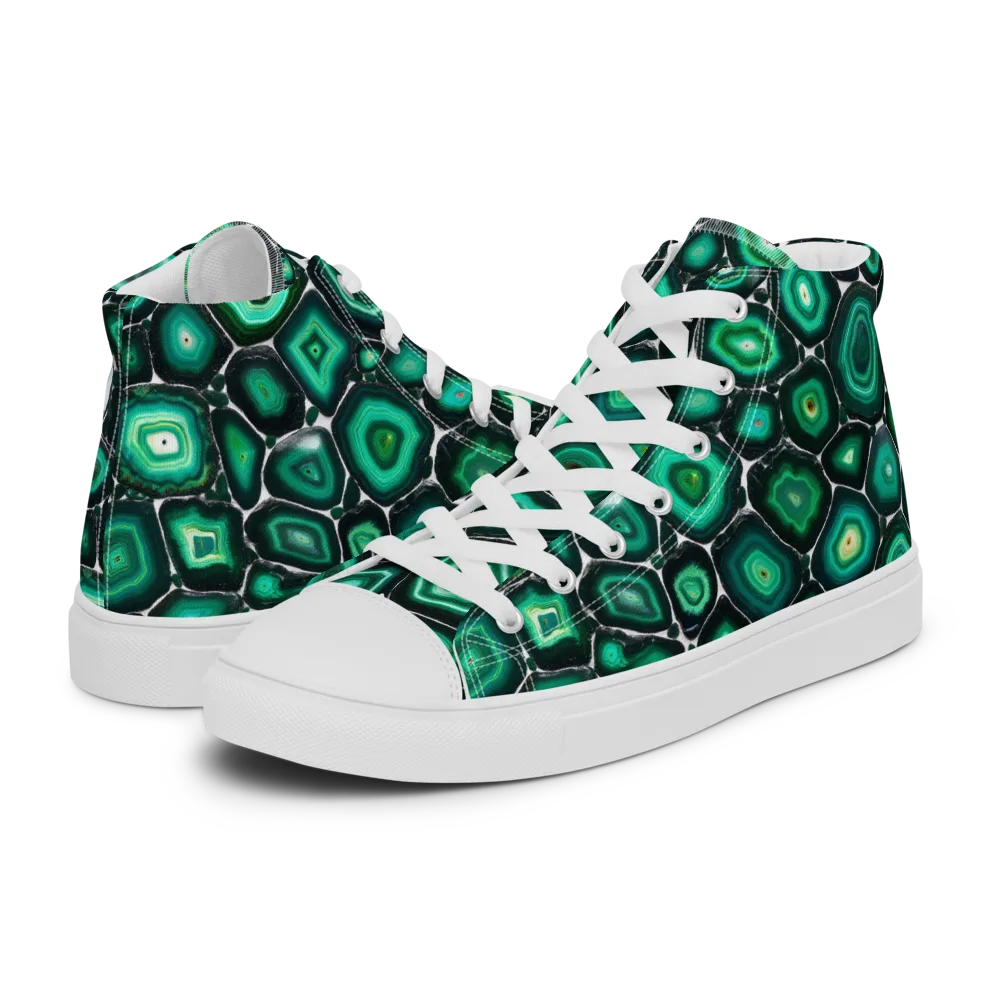 Verdant Agate on Men's High Top Canvas Shoes — Left