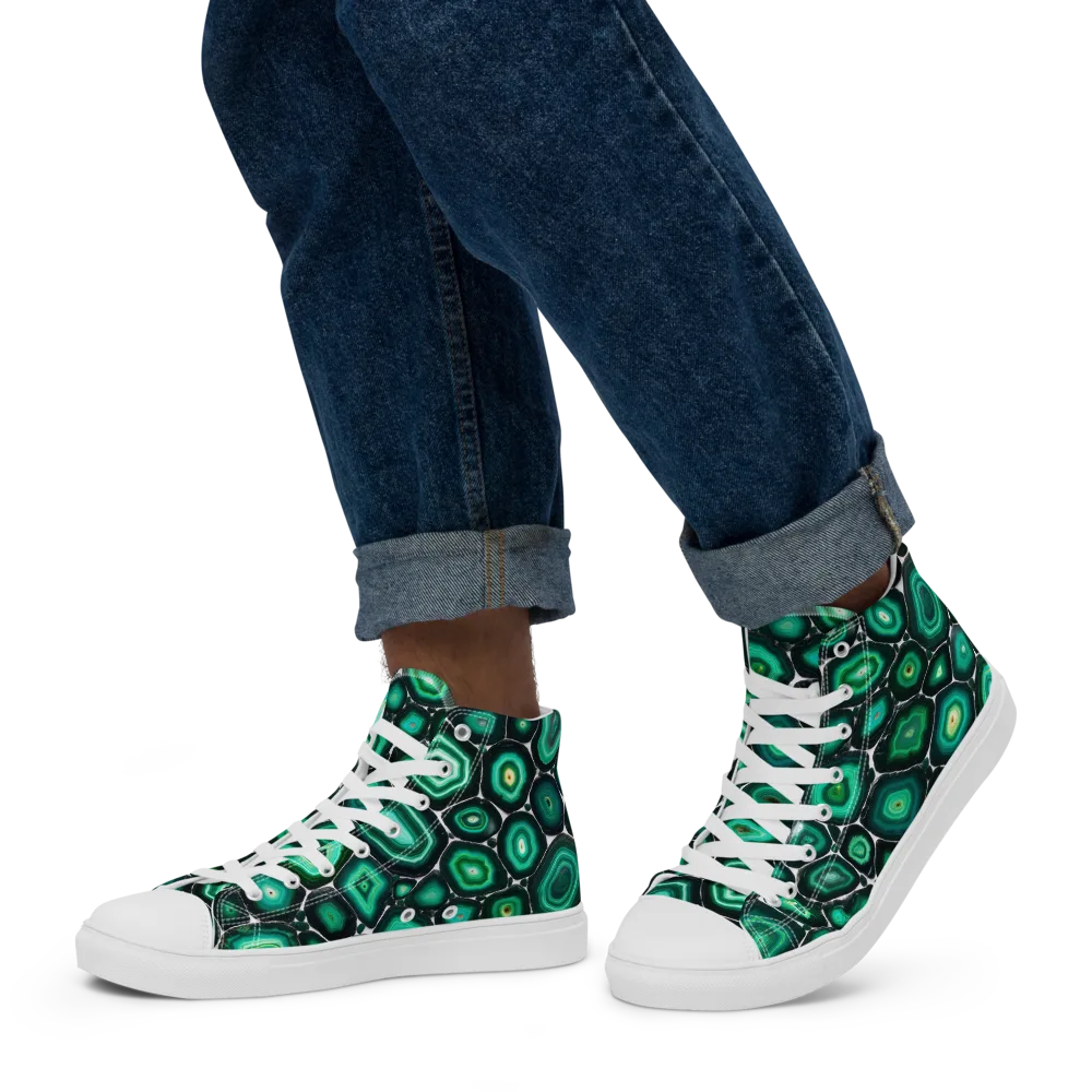 Verdant Agate on Men's High Top Canvas Shoes — Left