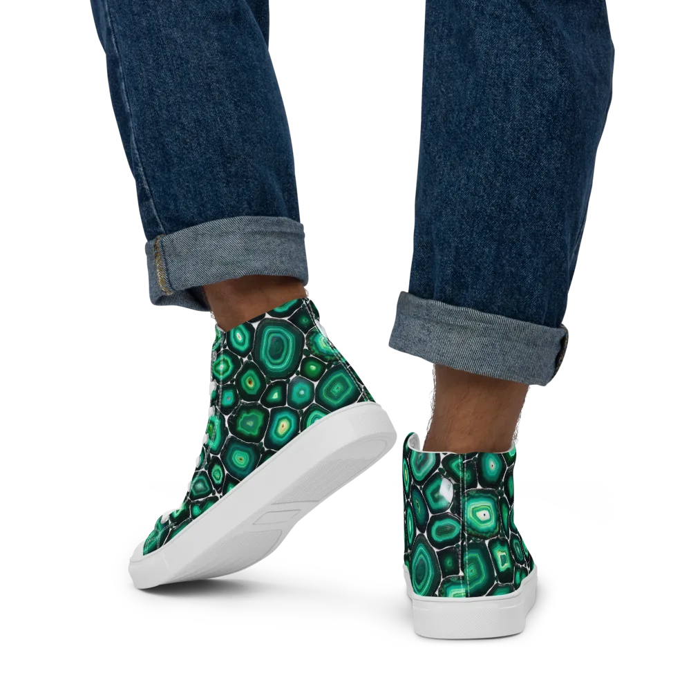 Verdant Agate on Men's High Top Canvas Shoes — Back