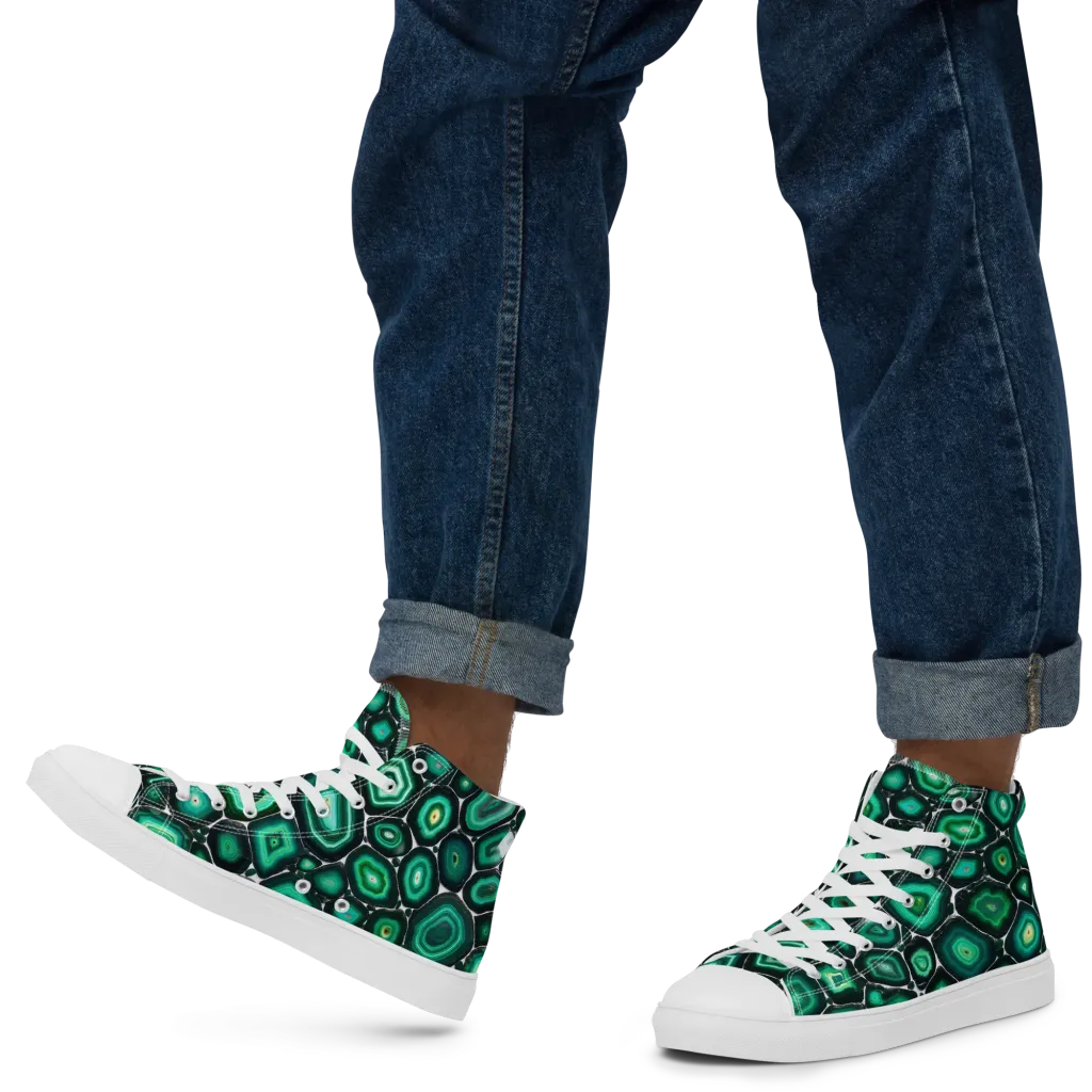 Verdant Agate on Men's High Top Canvas Shoes — Left