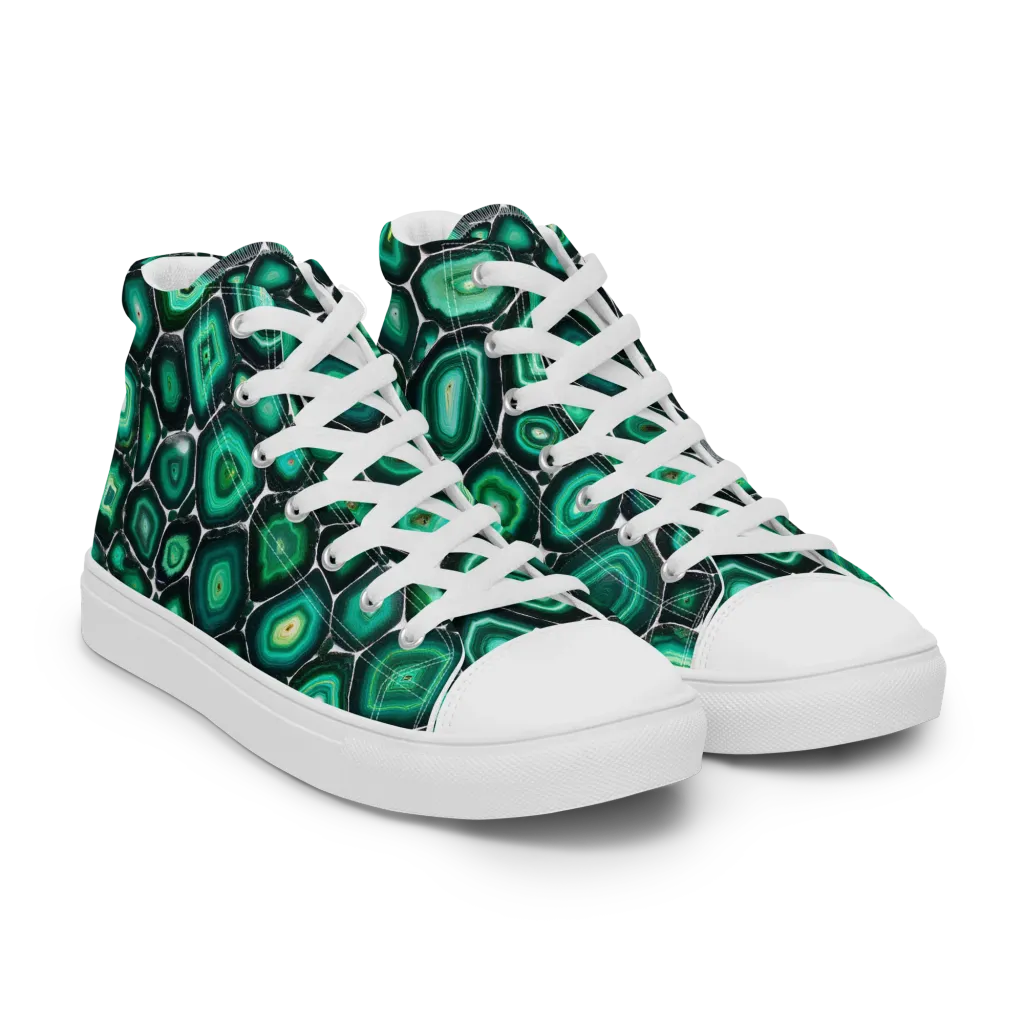 Verdant Agate on Women's High Top Canvas Shoes — Right Front