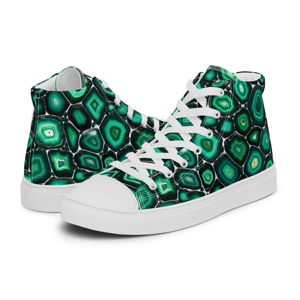 Verdant Agate on Women's High Top Canvas Shoes — Left