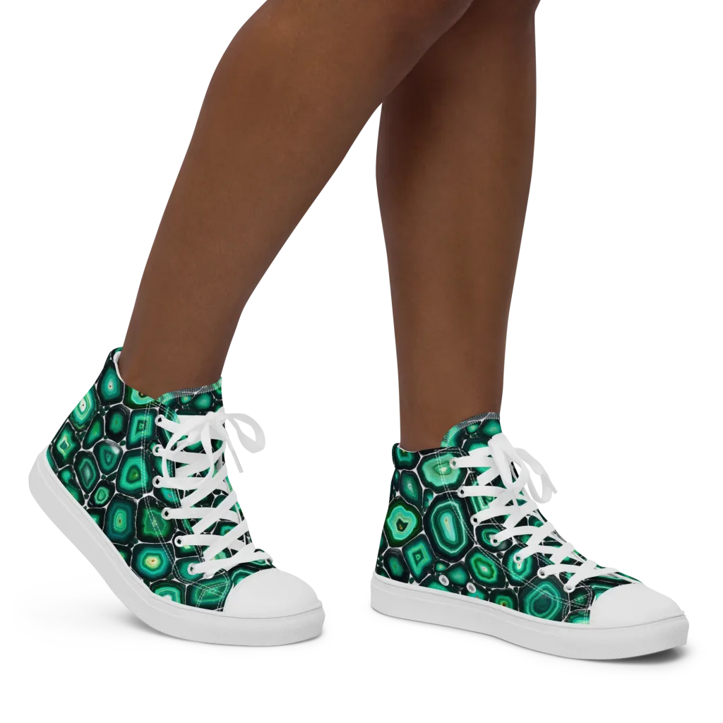 Verdant Agate on Women's High Top Canvas Shoes — Right
