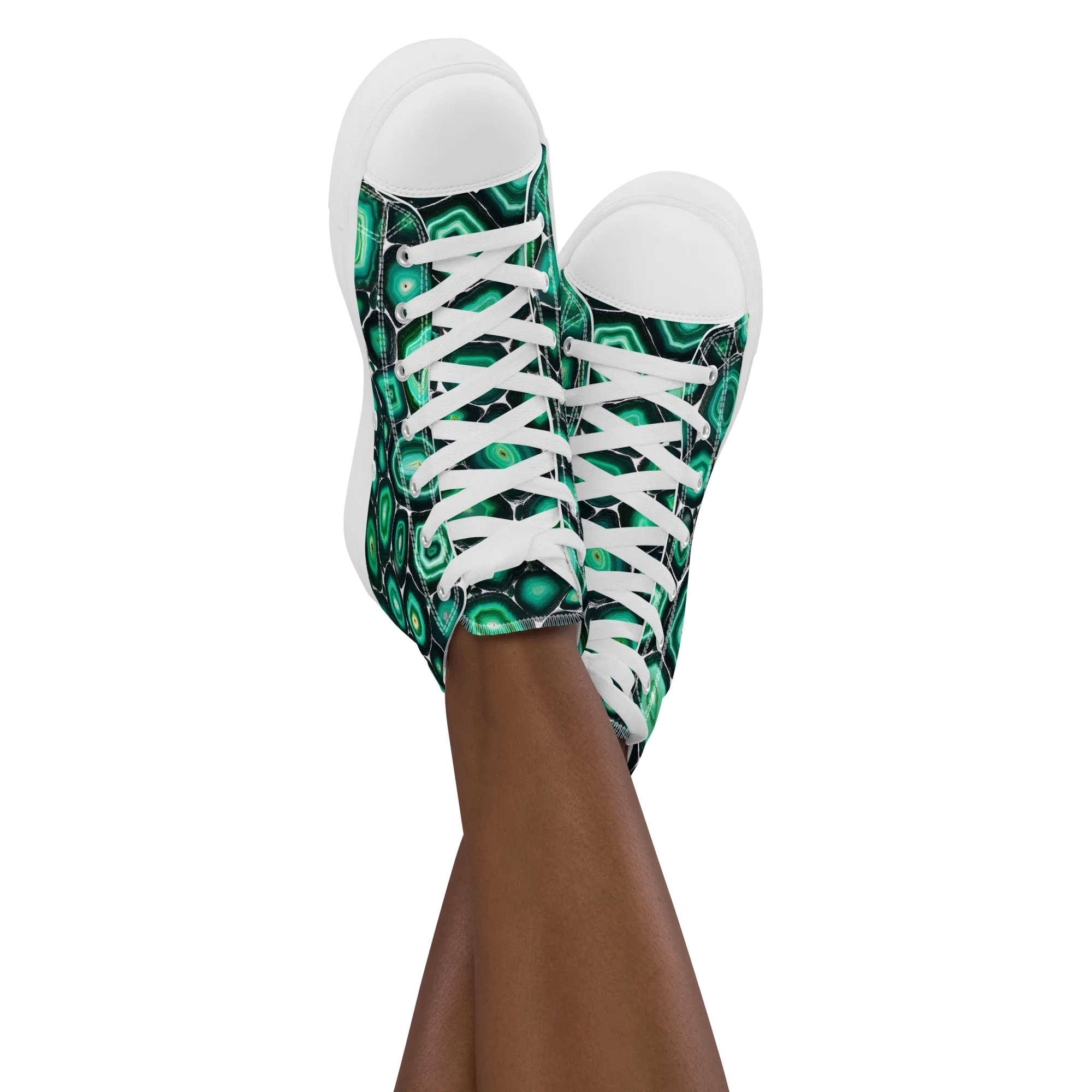 Verdant Agate on Women's High Top Canvas Shoes — Front