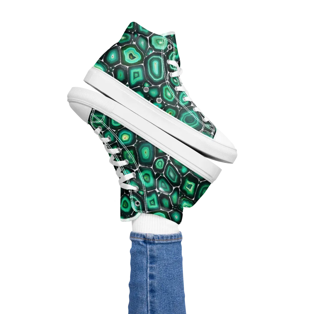 Verdant Agate on Women's High Top Canvas Shoes — Left