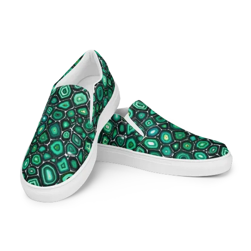 Verdant Agate on a Men's Slip-On Canvas Shoes
