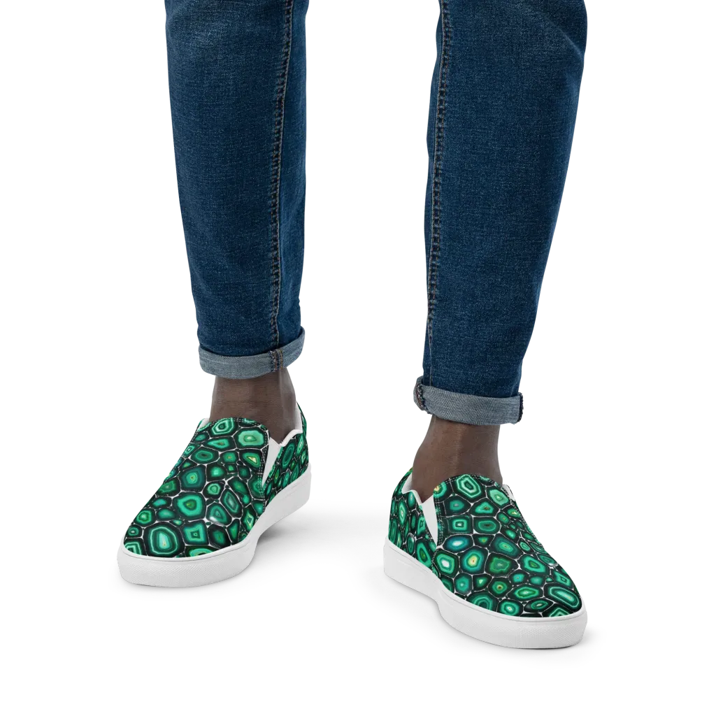 Verdant Agate on Men's Slip-On Canvas Shoes — Front