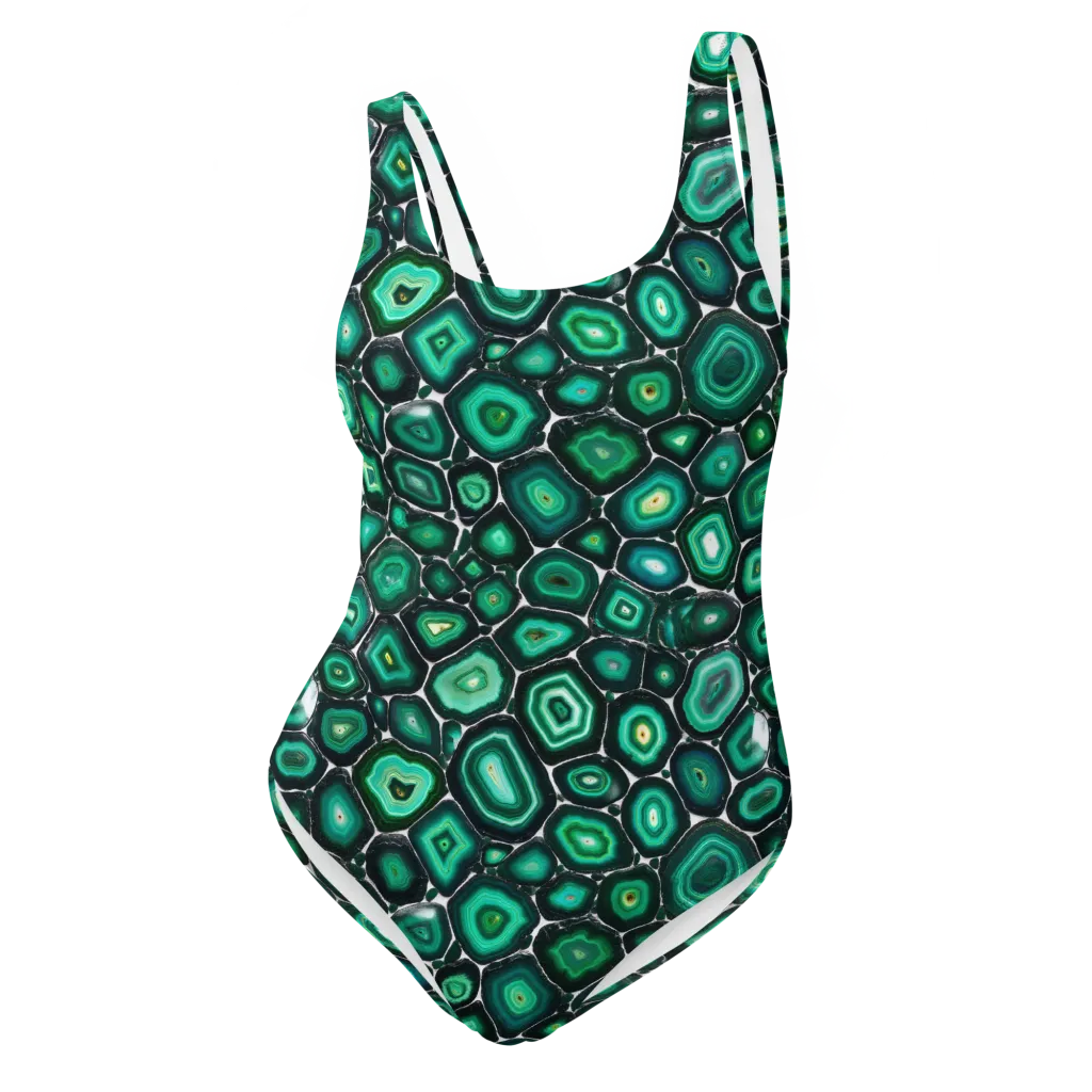 Verdant Agate on One-Piece Swimsuit — Front