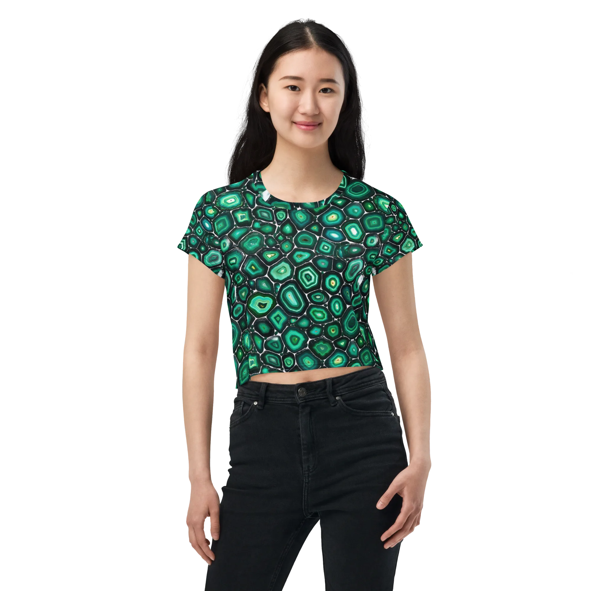 Verdant Agate on Crop Tee — Front