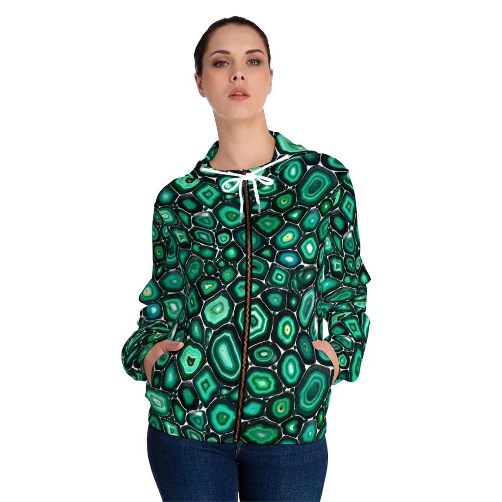 Verdant Agate on Women's Full-Zip Hoodie — Front On Person