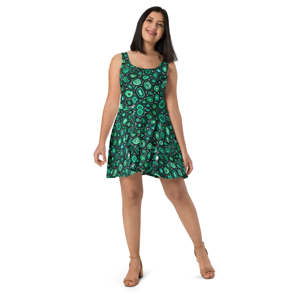 Verdant Agate on Skater Dress — Front