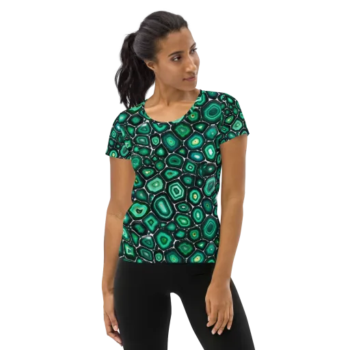 Verdant Agate on a Women's Athletic T-Shirt