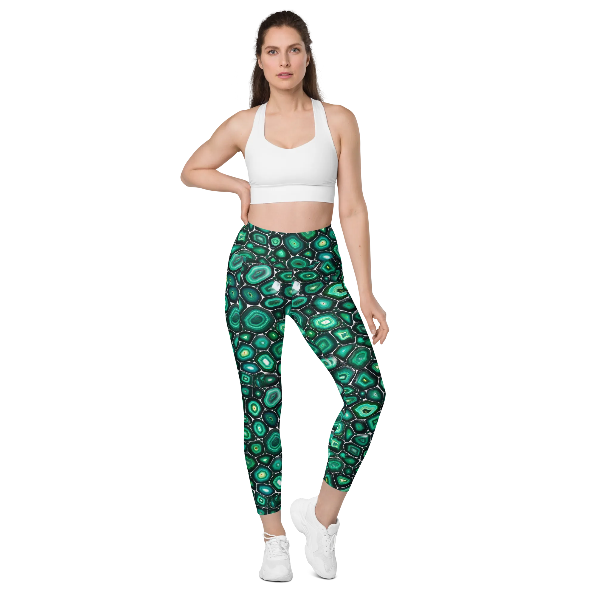 Verdant Agate on Leggings with Pockets — Front