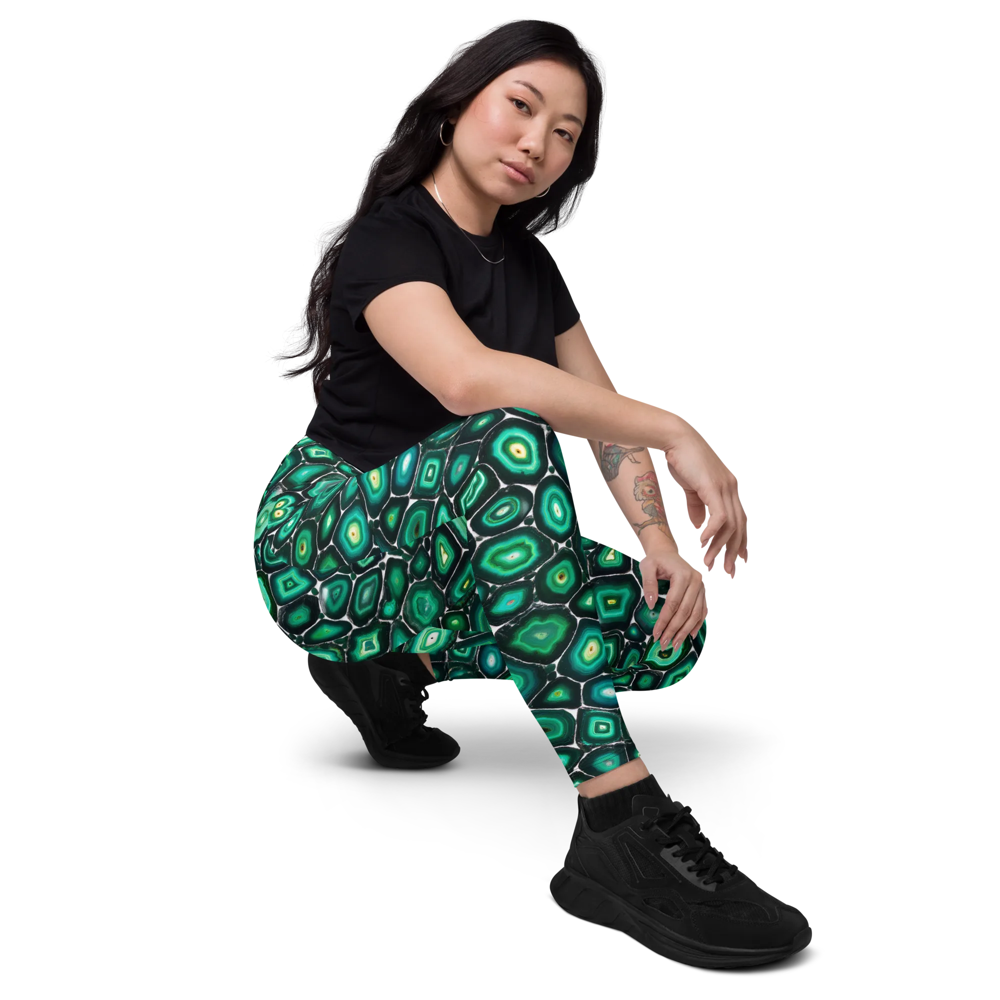Verdant Agate on Leggings with Pockets — Right Front