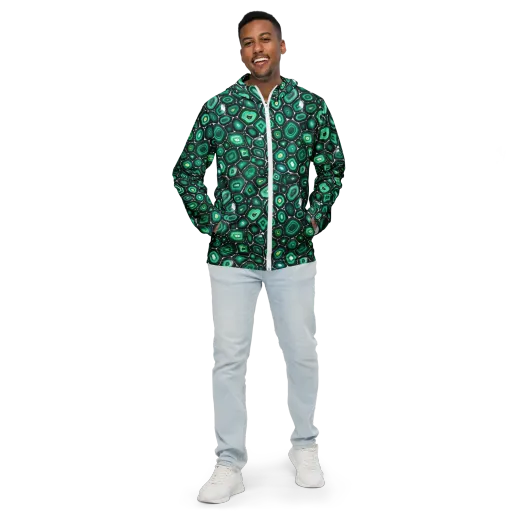 Verdant Agate on a Men's Windbreaker
