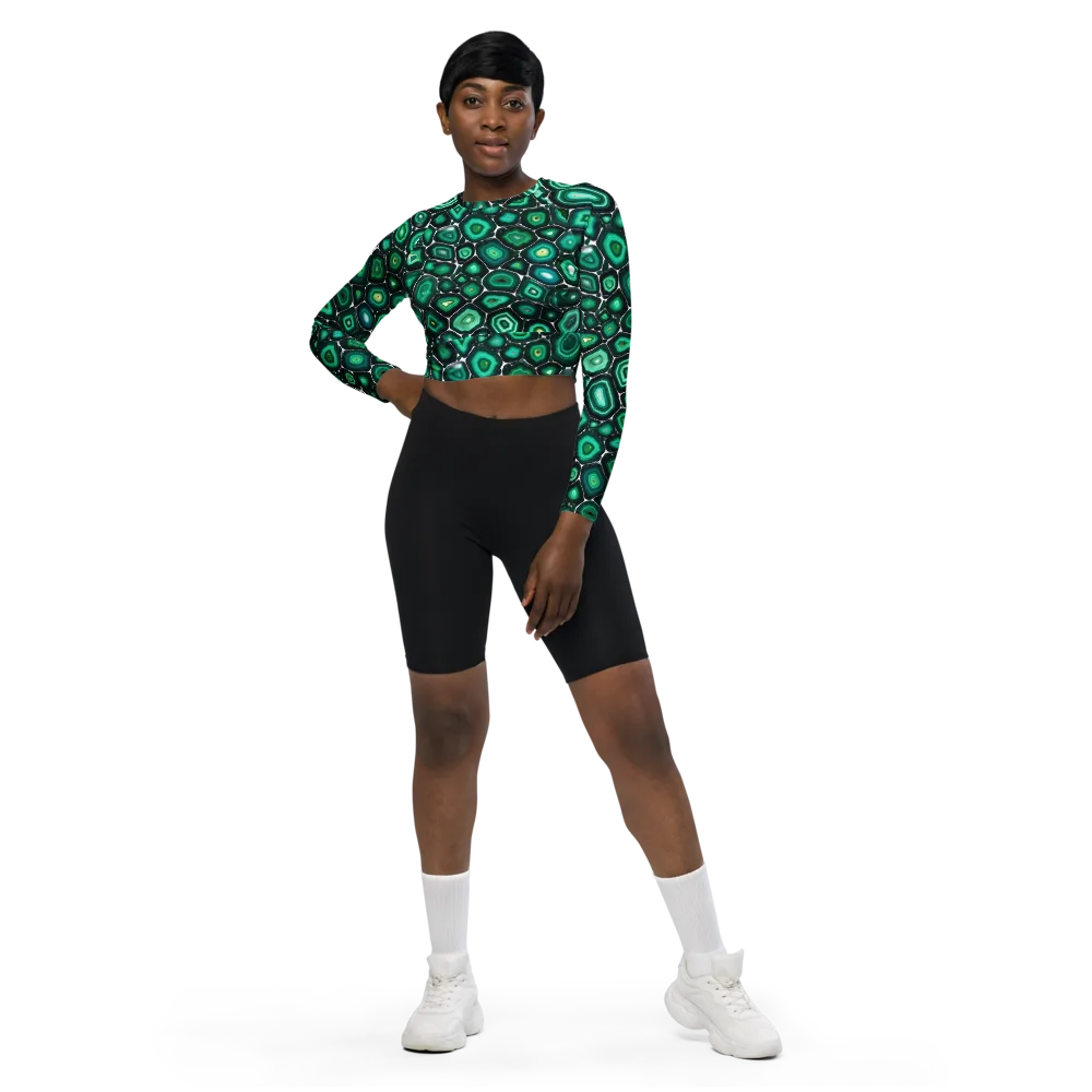 Verdant Agate on Long Sleeve Crop Top — Front