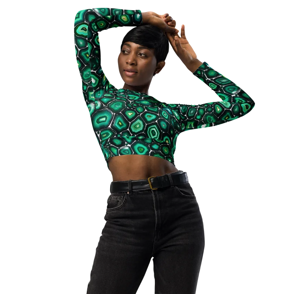 Verdant Agate on Long Sleeve Crop Top — Front