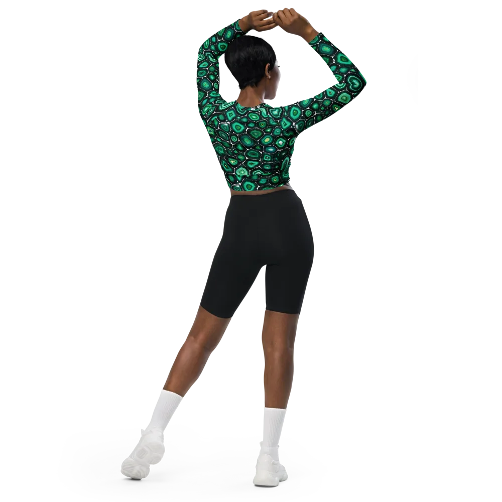 Verdant Agate on Long Sleeve Crop Top — Back