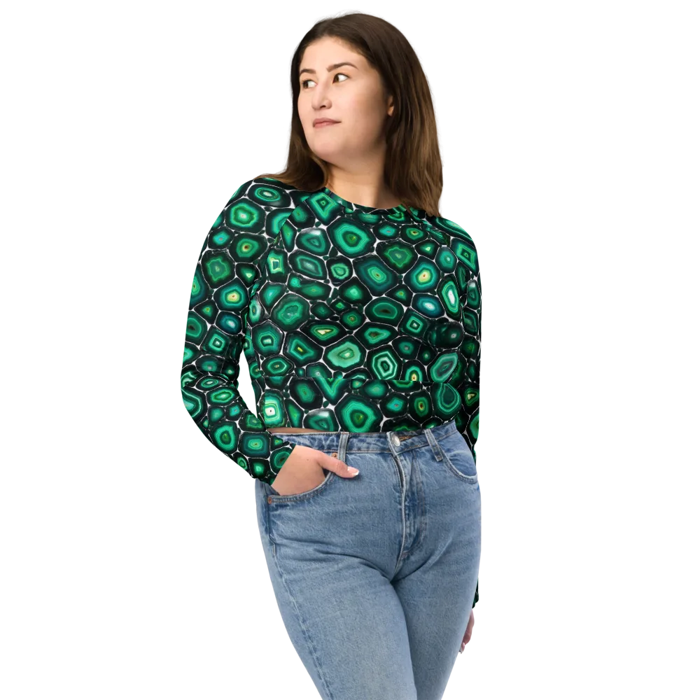 Verdant Agate on Long Sleeve Crop Top — Front
