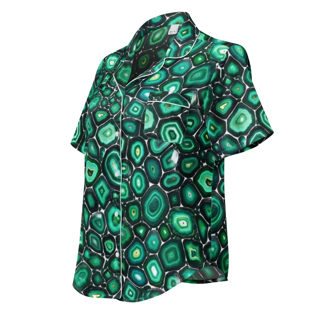 Verdant Agate on Women's Short Sleeve Pajama Top — Left Front
