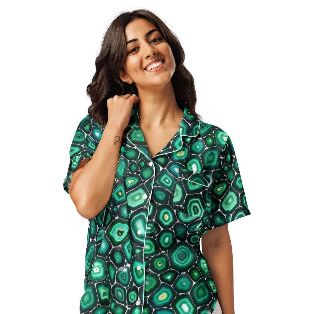 Verdant Agate on Women's Short Sleeve Pajama Top — Front