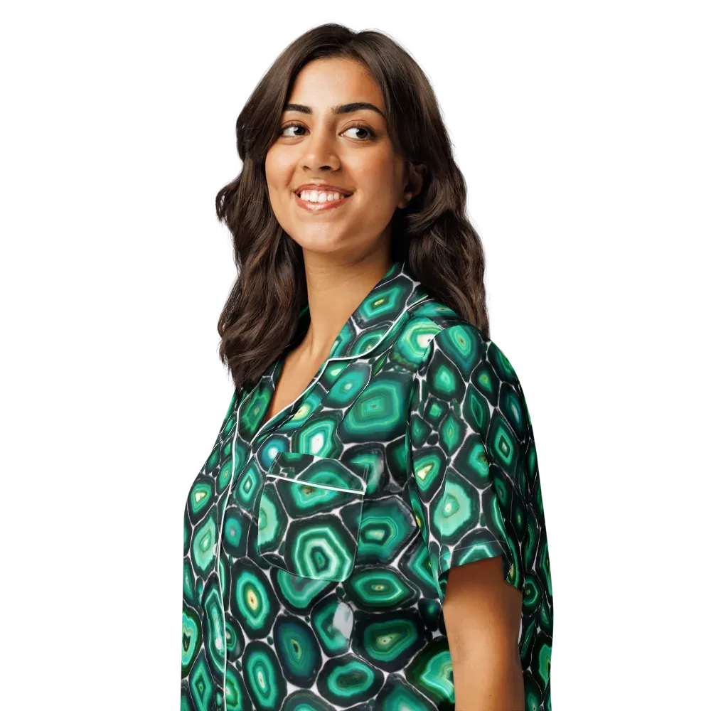Verdant Agate on Women's Short Sleeve Pajama Top — Left Front