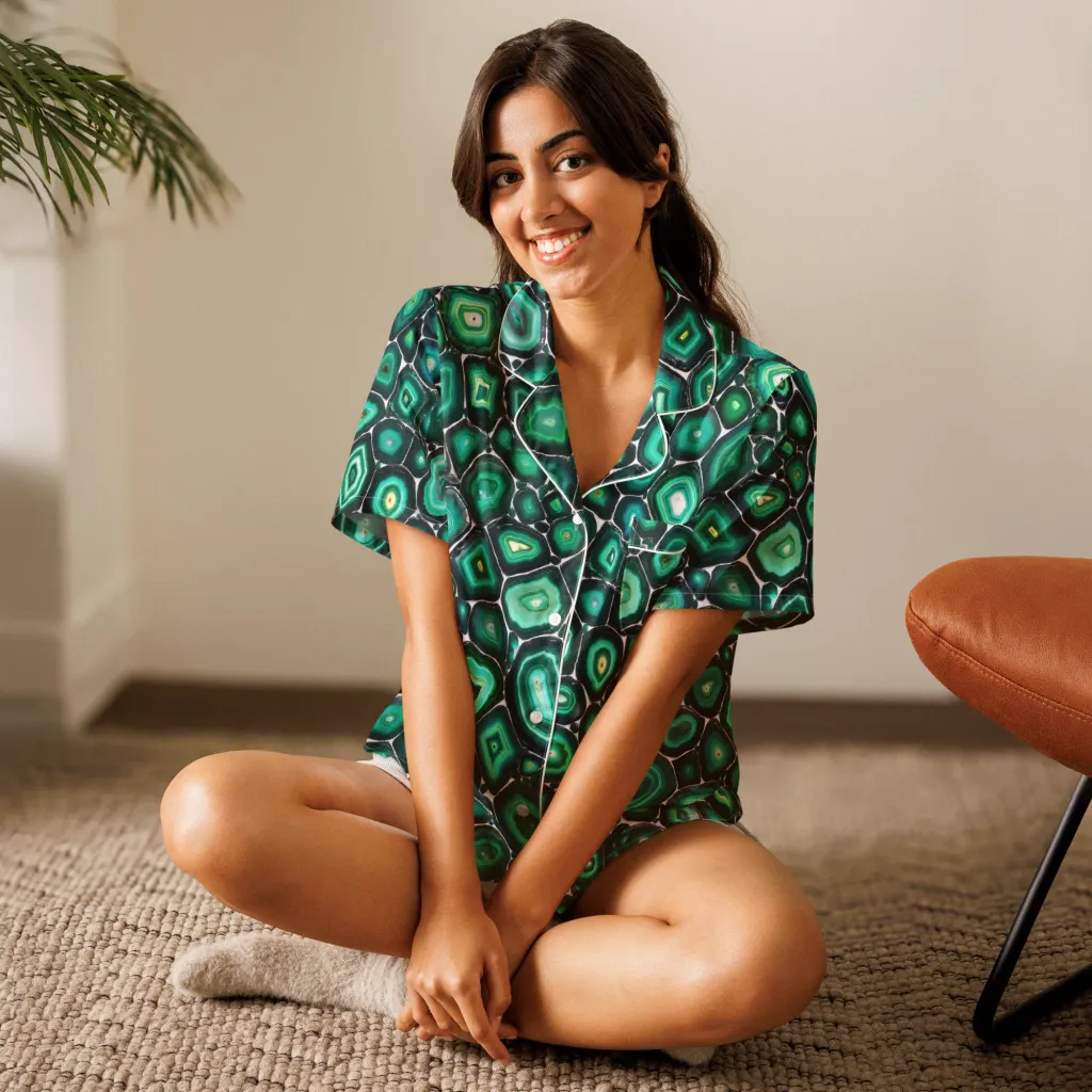Verdant Agate on Women's Short Sleeve Pajama Top — Front