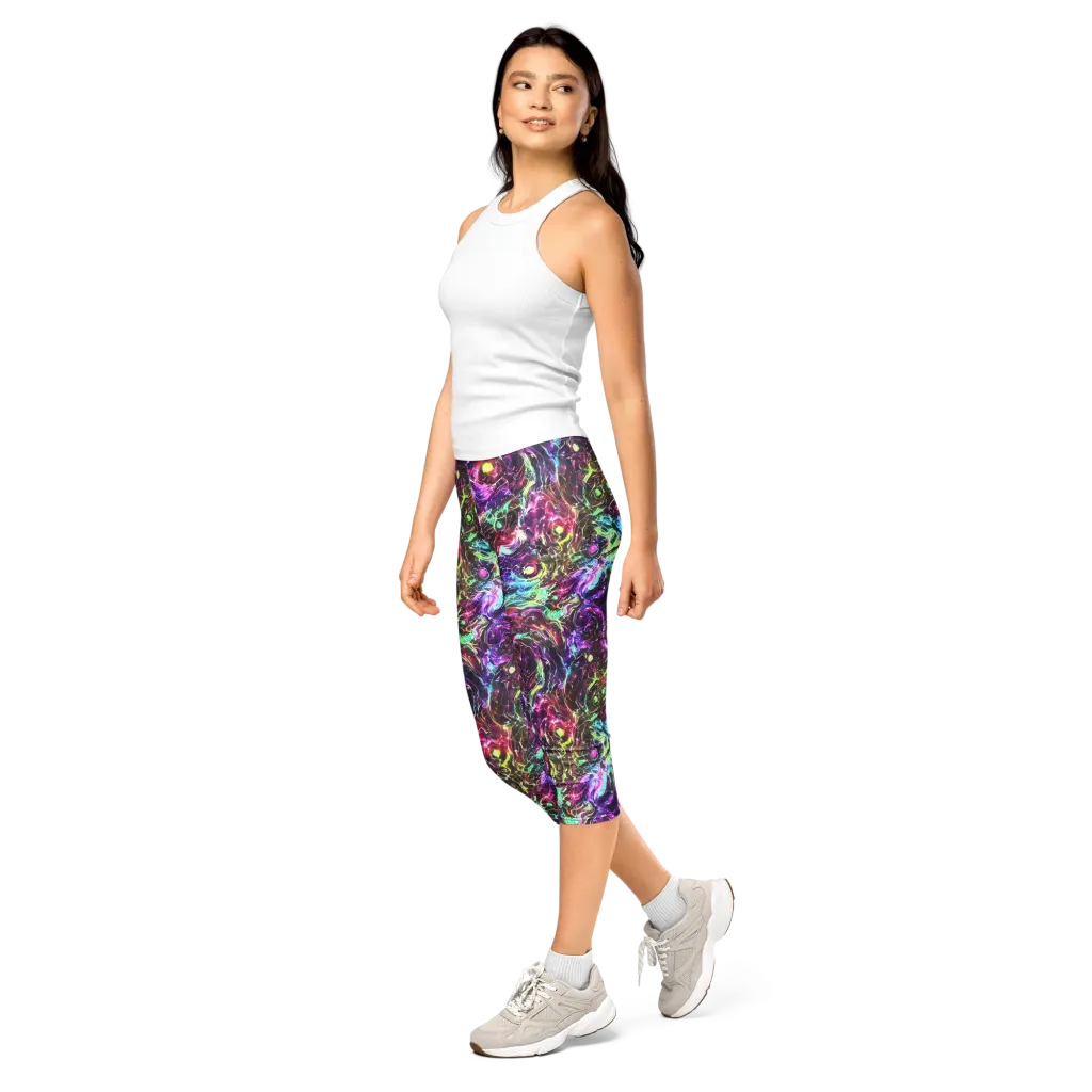 Infinite Embers on Capri Leggings — Left Front