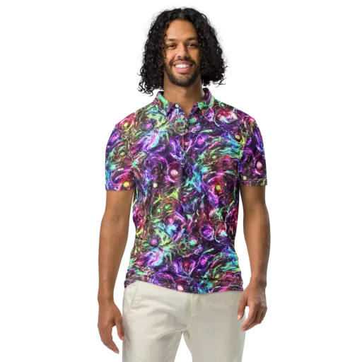 Infinite Embers on a Men's Slim Fit Polo Shirt