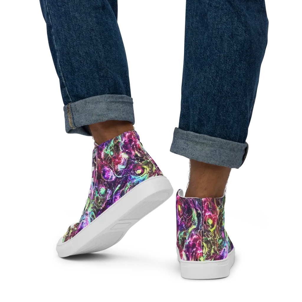 Infinite Embers on Men's High Top Canvas Shoes — Back