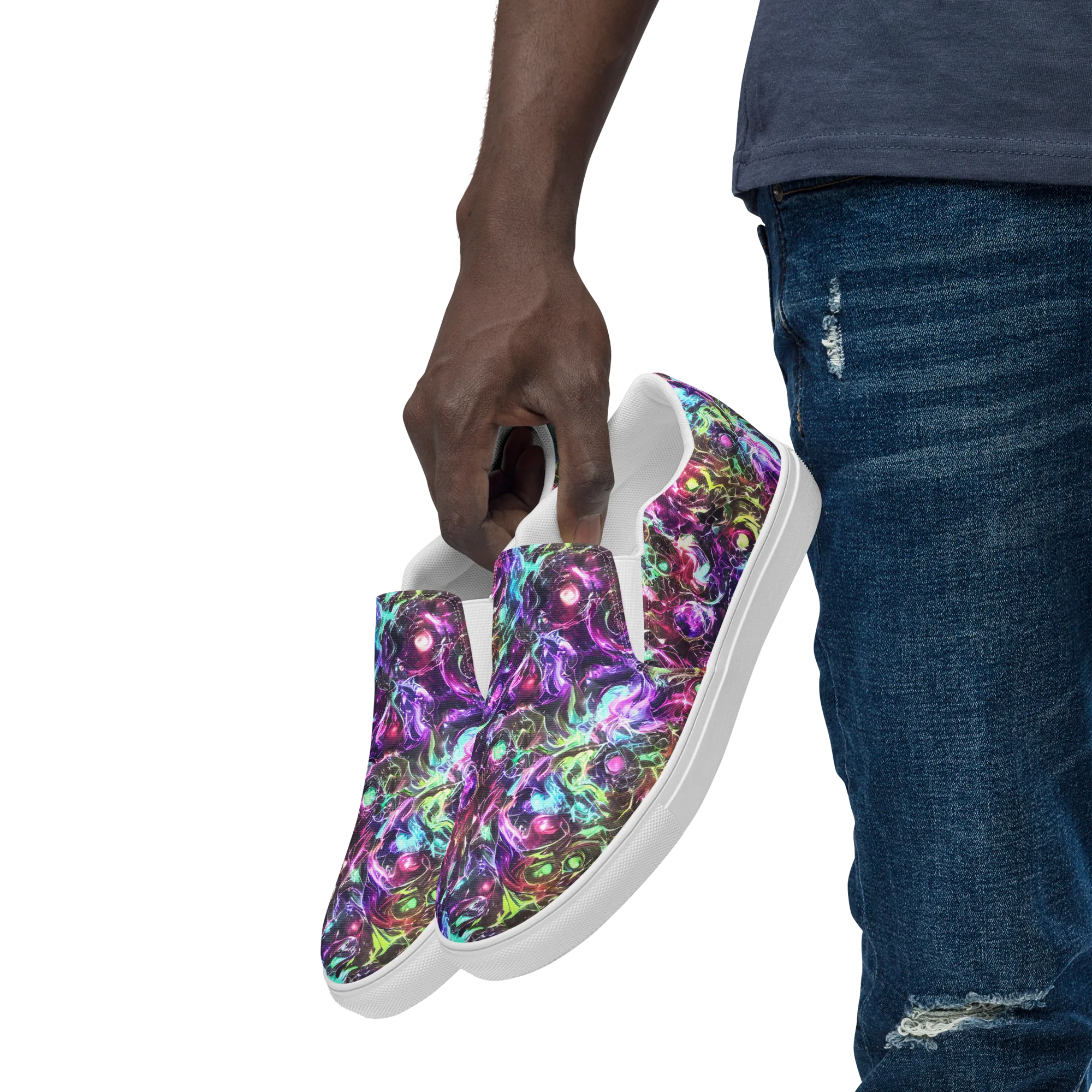 Infinite Embers on Men's Slip-On Canvas Shoes — Left Front