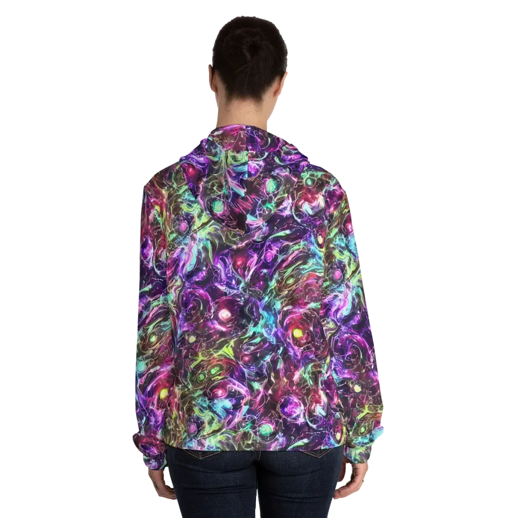 Infinite Embers on Women's Full-Zip Hoodie — Back On Person