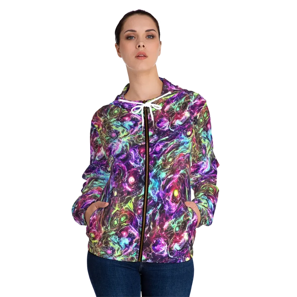 Infinite Embers on Women's Full-Zip Hoodie — Front On Person