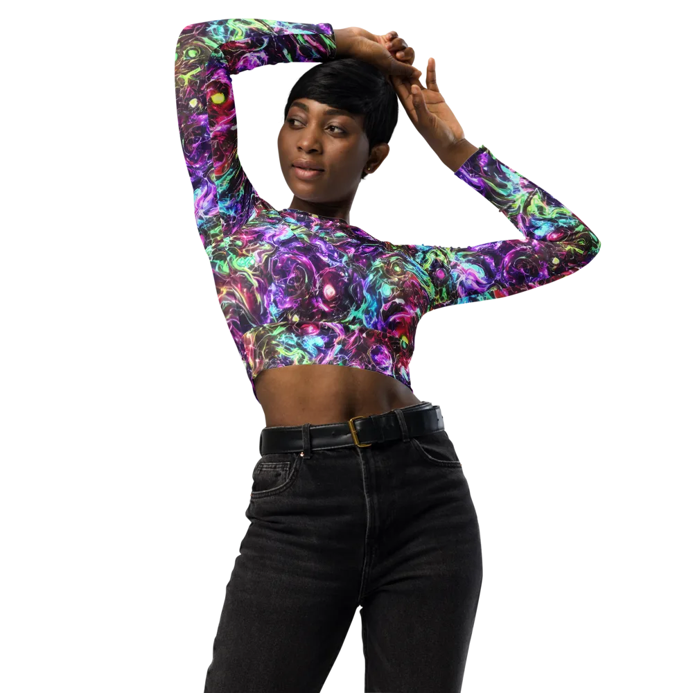 Infinite Embers on Long Sleeve Crop Top — Front