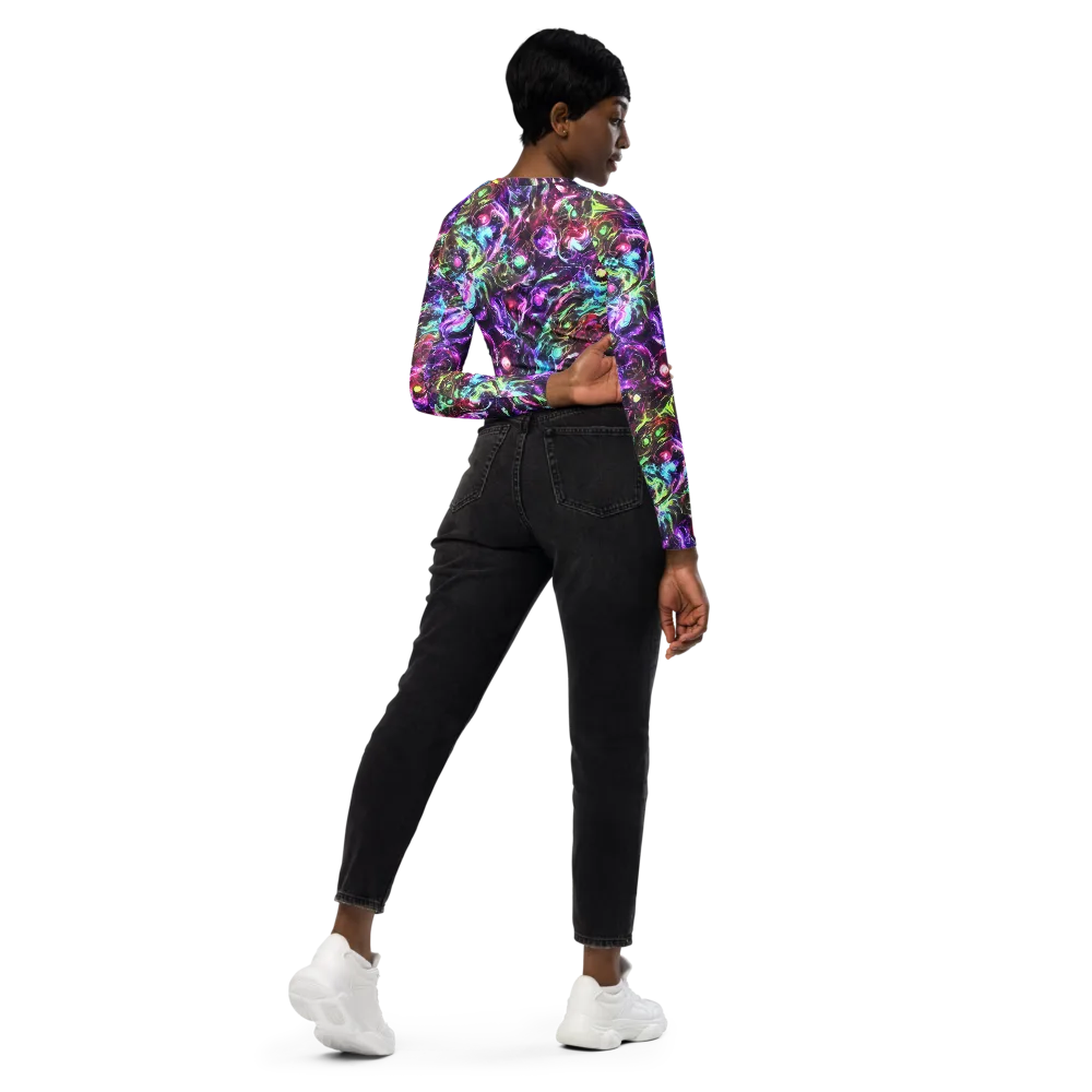 Infinite Embers on Long Sleeve Crop Top — Right Back