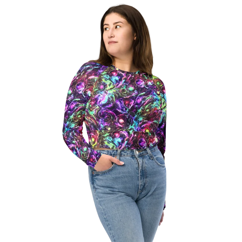 Infinite Embers on Long Sleeve Crop Top — Front