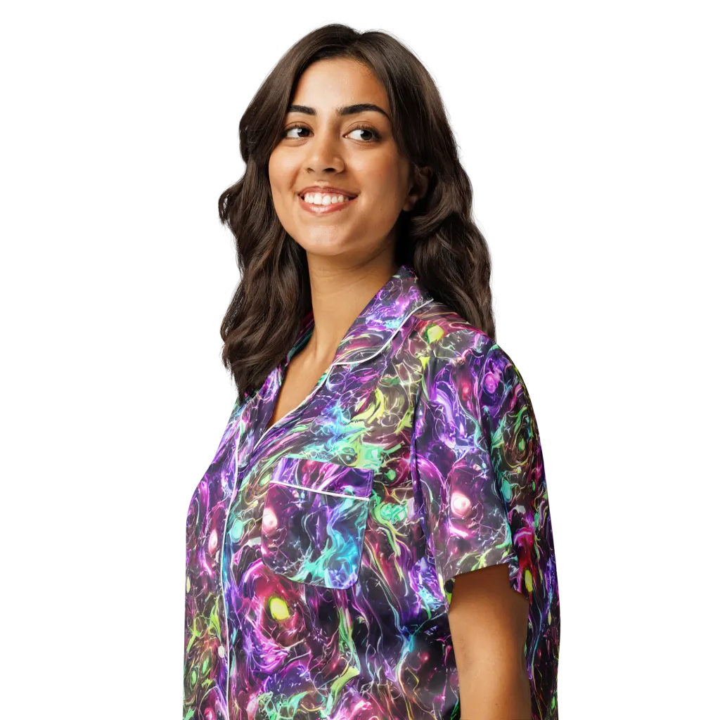 Infinite Embers on Women's Short Sleeve Pajama Top — Left Front