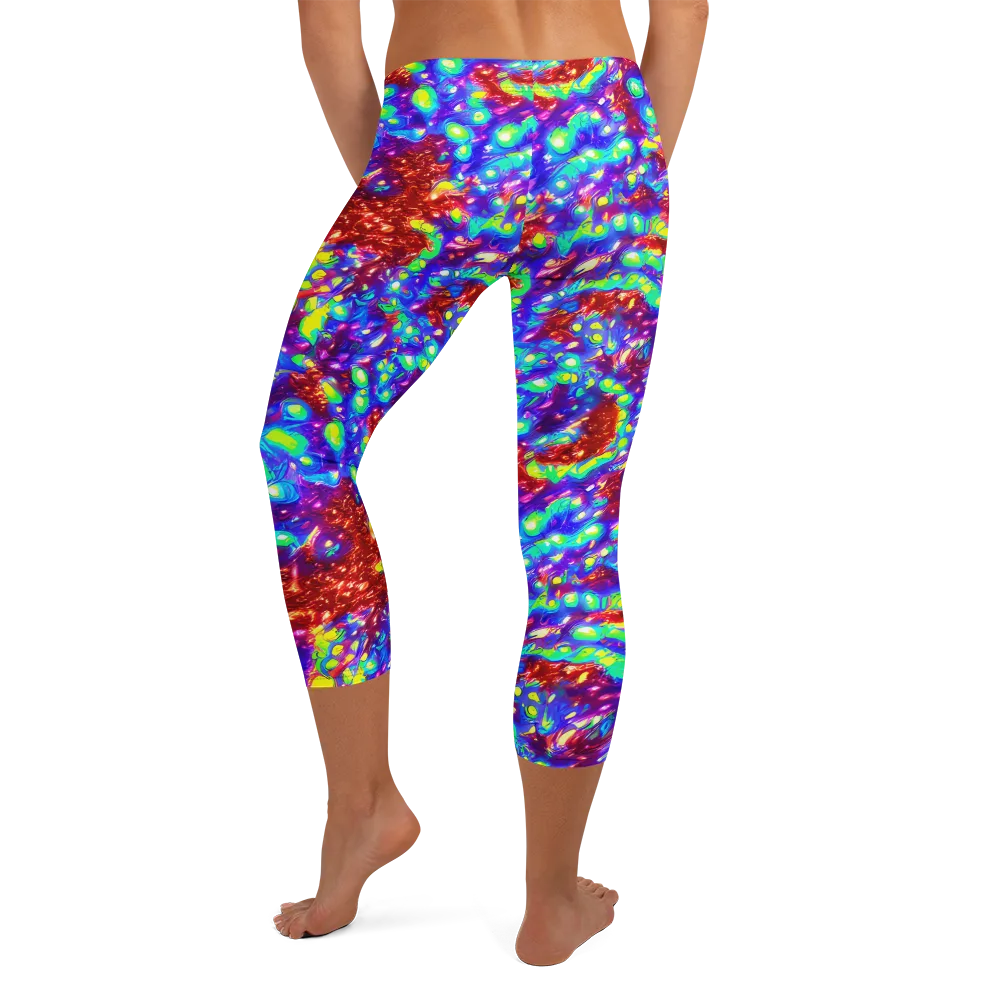Molten Lime Mosaic on Capri Leggings — Back