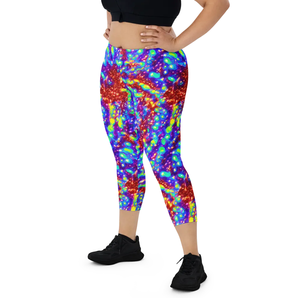 Molten Lime Mosaic on Capri Leggings — Front