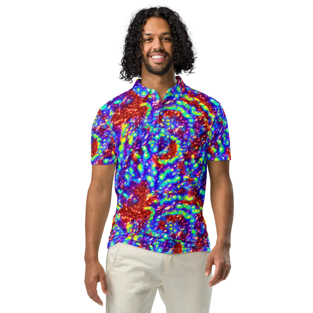 Molten Lime Mosaic on Men's Slim Fit Polo Shirt — Front