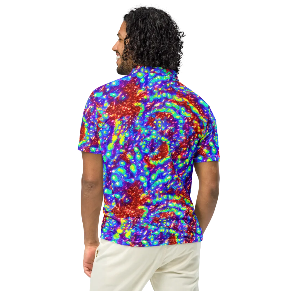 Molten Lime Mosaic on Men's Slim Fit Polo Shirt — Back