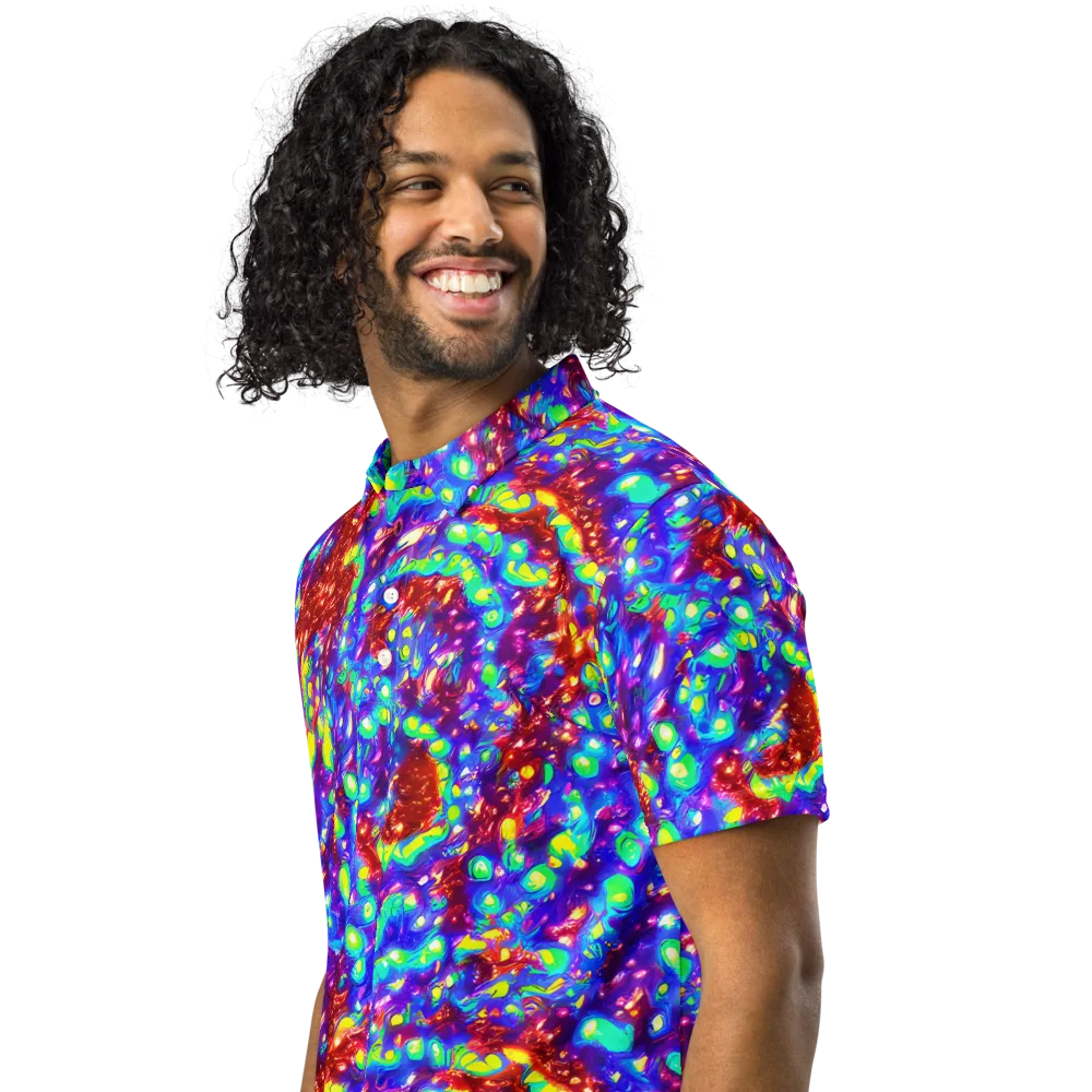 Molten Lime Mosaic on Men's Slim Fit Polo Shirt — Left Front