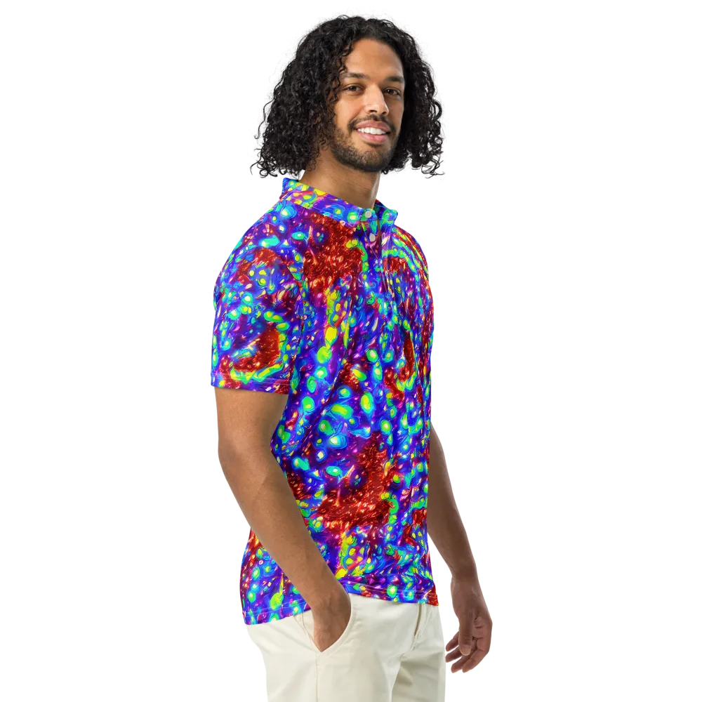 Molten Lime Mosaic on Men's Slim Fit Polo Shirt — Right Front