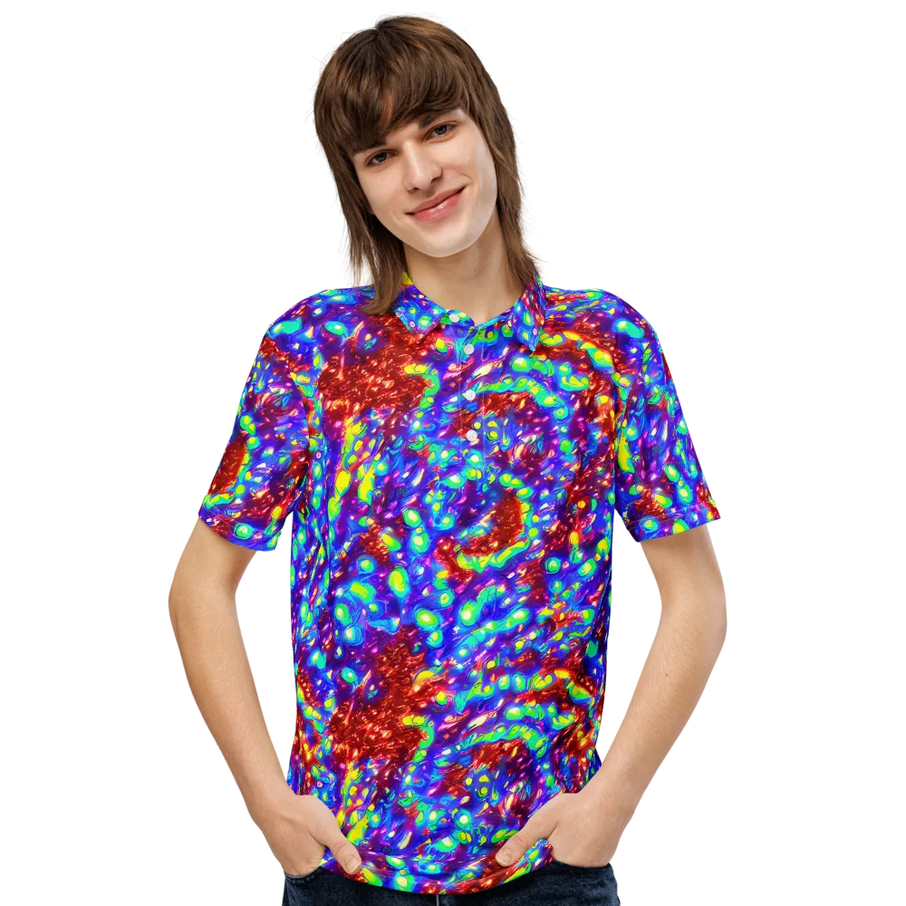 Molten Lime Mosaic on Men's Slim Fit Polo Shirt — Front