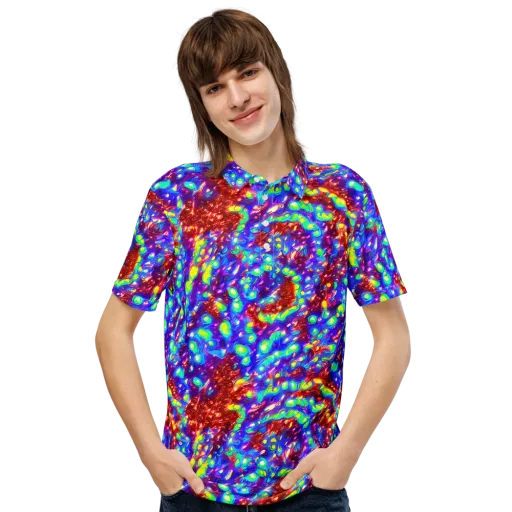 Molten Lime Mosaic on a Men's Slim Fit Polo Shirt