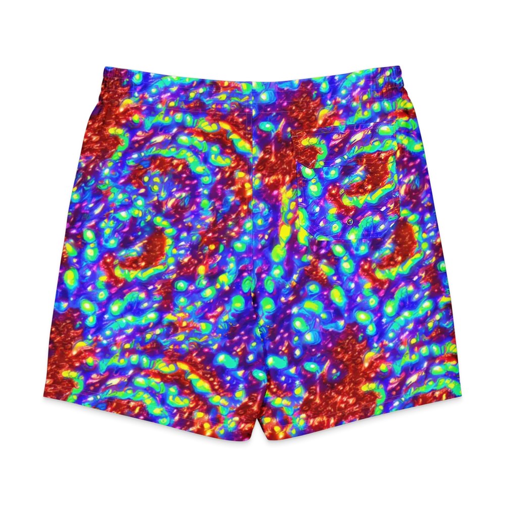 Molten Lime Mosaic on Men's Board Shorts — Back
