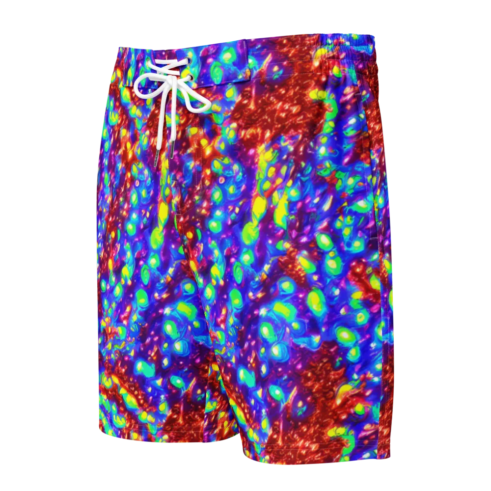 Molten Lime Mosaic on Men's Board Shorts — Front