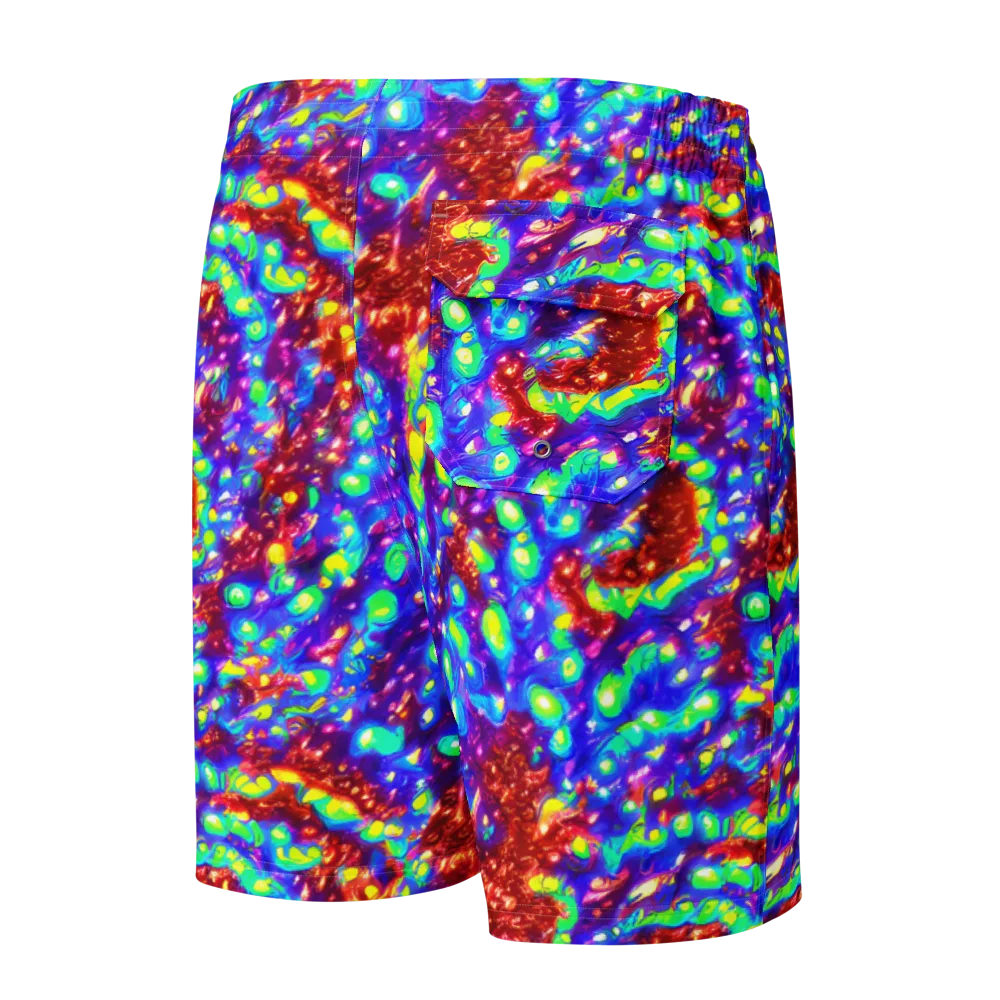 Molten Lime Mosaic on Men's Board Shorts — Back